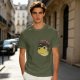 Olive green t-shirt with space frog graphic and Houston text