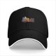 Black Baseball Cap With Cartoon Characters Driving Go-Kart Graphic