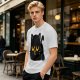 Olive T-Shirt with Relaxed Black Cat Graphic Design