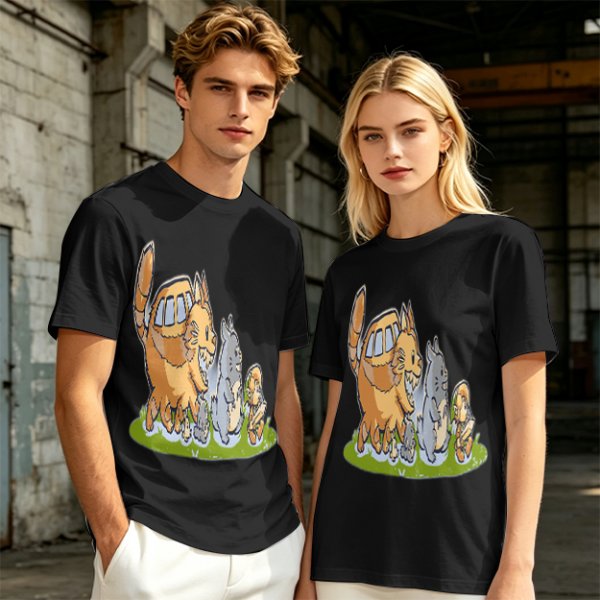 Olive T-Shirt With Whimsical Forest Creature Artwork Print