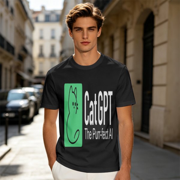 Olive Green CatGPT The Purr-fect AI Graphic T-Shirt