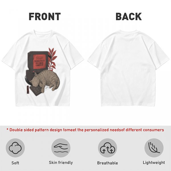 Cat Sleeping on Keyboard Productivity Canceled T-Shirt