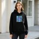 Black hoodie featuring The Barky Bunch cartoon dog characters