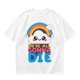 Olive T-Shirt With Cute Cloud Rainbow Graphic And 'We're All Gonna Die' Text