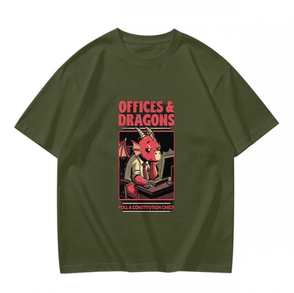 Offices & Dragons T-Shirt with Bored Office Dragon Art
