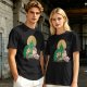 Olive Green T-Shirt With Zelda Themed Cartoon Characters Print