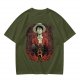 One Piece Luffy Graphic Print Olive T-Shirt