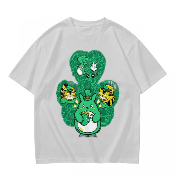 Olive Green T-Shirt With Studio Ghibli Clover Graphic Print
