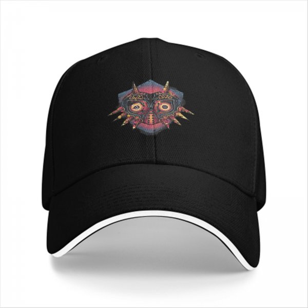 Black Baseball Cap With Majora's Mask Graphic Print