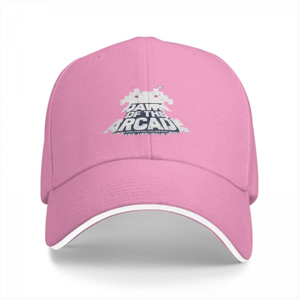 Black baseball cap with 'Dawn of the Arcade' and space invader graphic