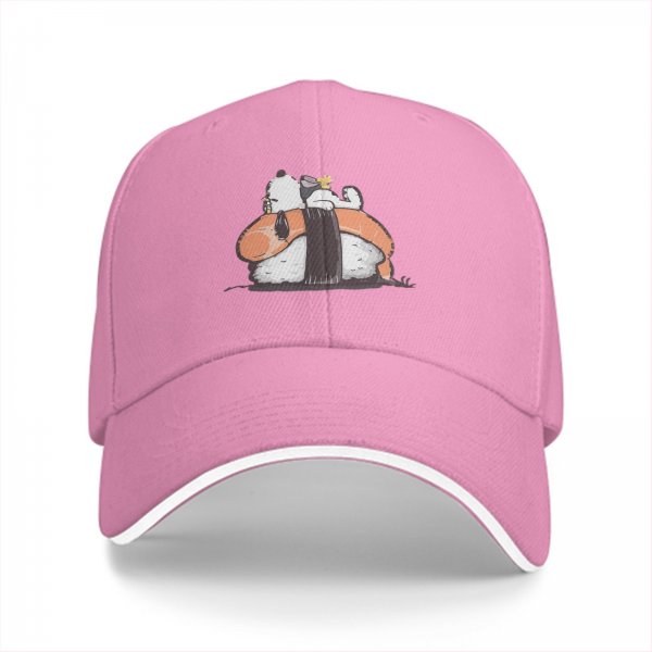 Black Baseball Cap With Snoopy Shrimp Sushi Graphic