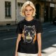 Olive T-Shirt Featuring Black Maneki-neko Cat Eating Ramen