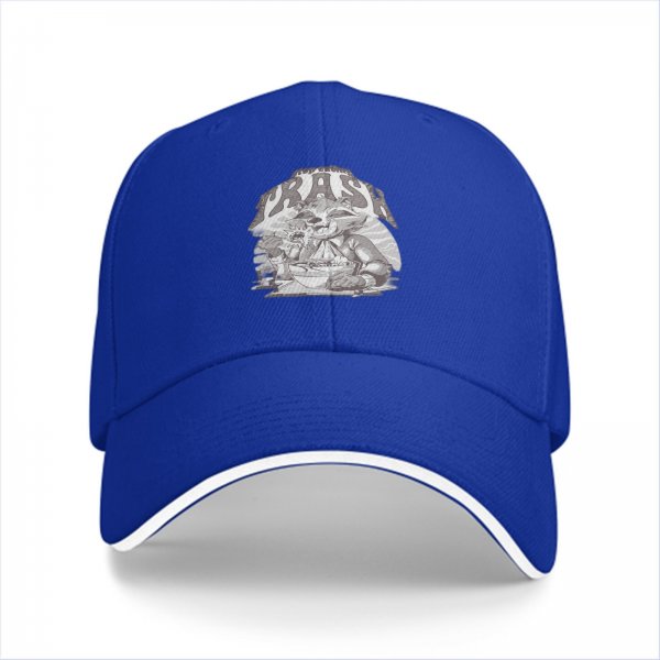 Black Baseball Cap With Raccoon Eating Graphic Print