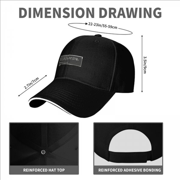 Black baseball cap with system requirements text print