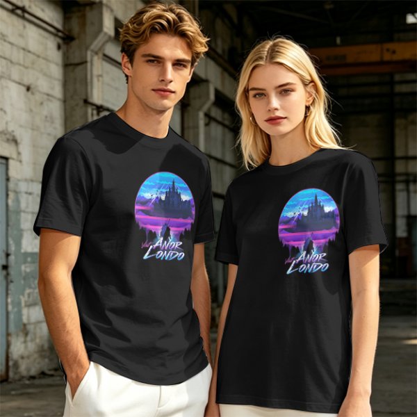 Olive T-shirt with Anor Londo Synthwave Castle Print