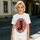 Olive T-Shirt With Cute Black Cat Holding Candy Surrounded By Sweets