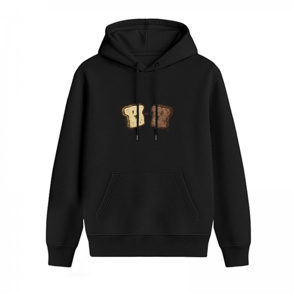 Black Hoodie With Toast Slice Graphic Print