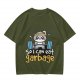 Olive T-Shirt with Raccoon Lifting Weights 'So I Can Eat Garbage' Print