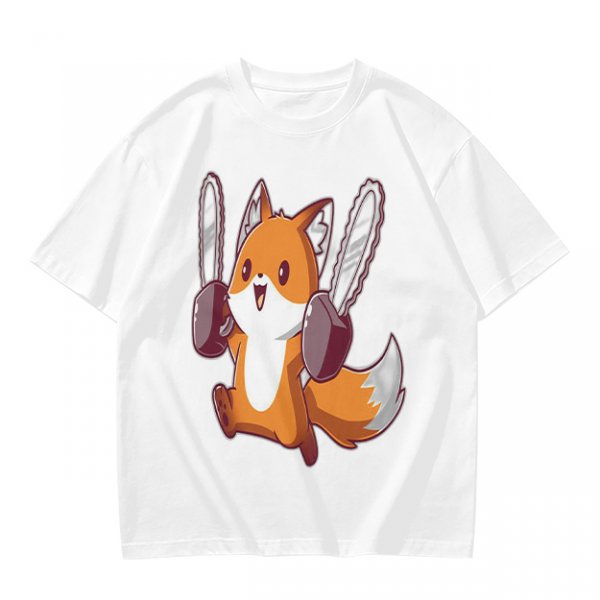 Olive T-shirt with a cute chainsaw squirrel graphic