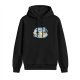 Black hoodie with cartoon office scene graphic print