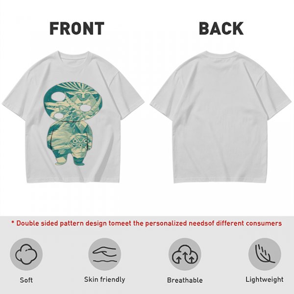 Olive T-Shirt With Fantasy Forest Spirit Graphic Print