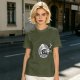 Olive Green T-Shirt With Wizard And Pizza Graphic Print
