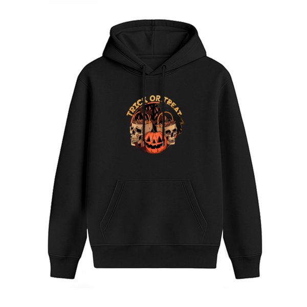 Trick Or Treat Halloween Skull Pumpkin Graphic Hoodie