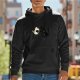 Black Hoodie With Cat Poking Globe Artwork Print