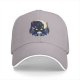 Black Baseball Cap With Night City Black Cat Crescent Moon Skull Art