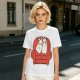 Olive T-Shirt with Cute Ghosts on Red Armchair Graphic