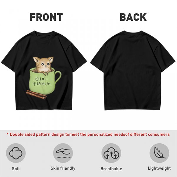 Chihuahua in tea cup chai huahua graphic t-shirt