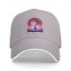 Black baseball cap with anime sunset graphic print