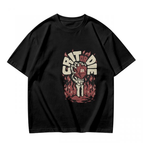 Olive Dungeons and Dragons Crit or Die Skeleton Hand D20 T-Shirt