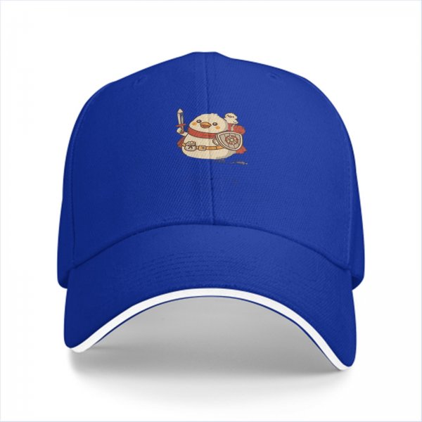 Black Baseball Cap With Cute Duck Warrior Knight Print