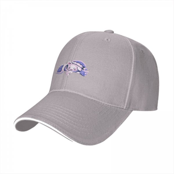 Black baseball cap with a sleeping cute cat graphic