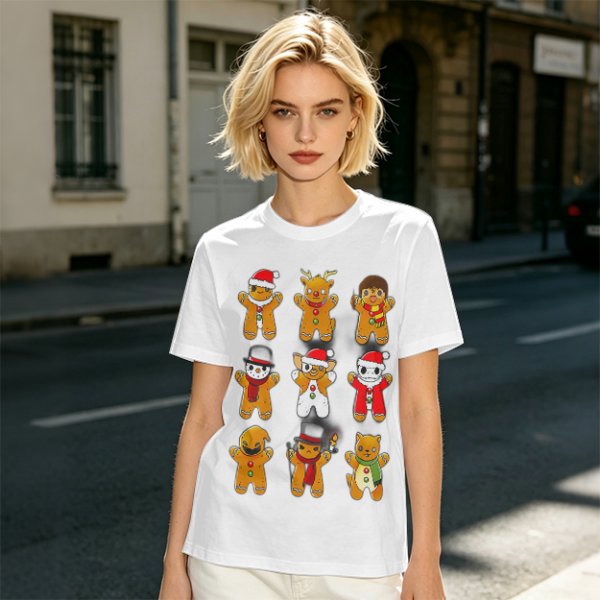 Olive Christmas Gingerbread Character Graphic T-Shirt