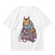 Olive T-Shirt With Meditating Cat Graphic Print