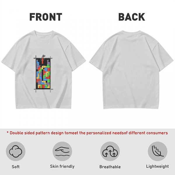 Olive T-Shirt With Tetris Block Character Print