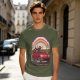 Olive T-Shirt With Red Convertible Car, Rainbow And People Graphic