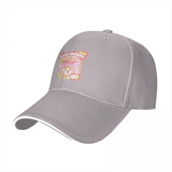 Black Baseball Cap With Pastel Cucumber Themed Graphic Print