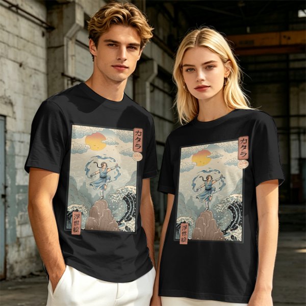 Katara Waterbending Ukiyo-e Style Graphic T-Shirt