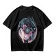Olive T-Shirt with Yin Yang Dragon Floral Sun Moon Art