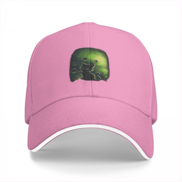 Black Baseball Cap With Glowing Green Cat Bubble Art Print