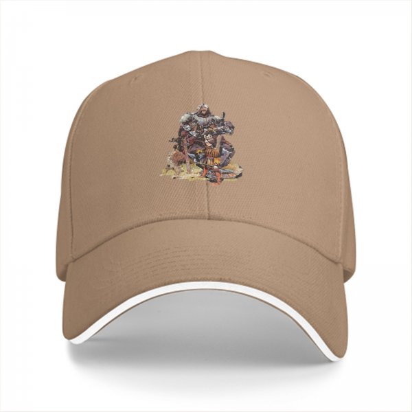 Black Baseball Cap with Fantasy Warrior and Companion Art Print