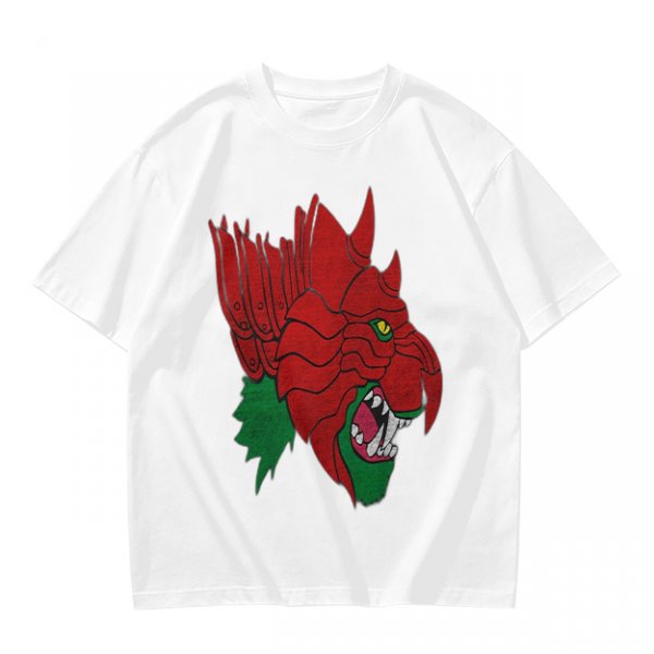 Olive T-Shirt With Fierce Armored Beast Head Graphic