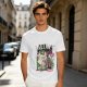Olive T-Shirt with Punk Rock Cat Singing Microphone Graphic