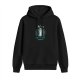 Black hoodie with military-style sword and wreath emblem