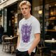 Olive T-Shirt with Celestial Cat Moth and Mystical Hands Print