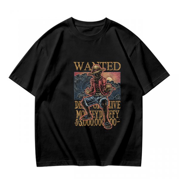 Olive Anime Wanted Luffy Graphic T-Shirt