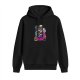 Black hoodie with vibrant anime-style graphic print